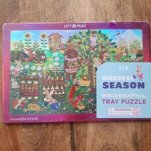 Crocodile Creek Harvest Season 36 Piece Holographic Tray Puzzle Multi-Color New